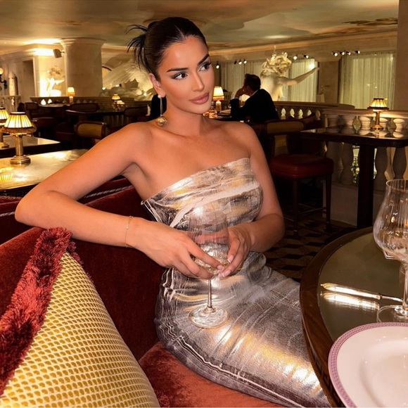 Zara FITTED METALLIC DRESS - Picture 3 of 8